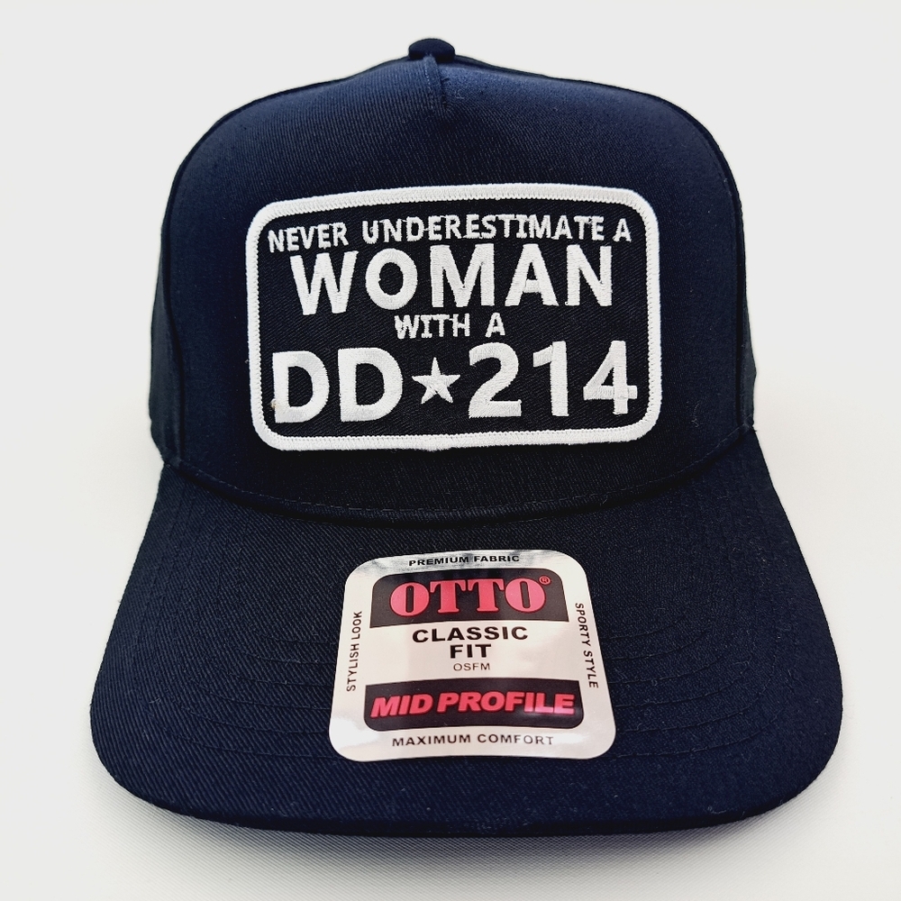 DD-214 Alumni Women's Cap Hat Black Snapback Embroidered Patch